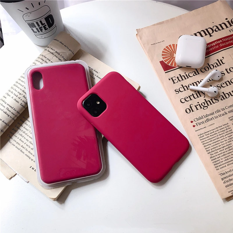Розовый Оригинальный чехол из жидкого силикона для iPhone 11 защитный Pro Max 8 7 6S Plus X XR