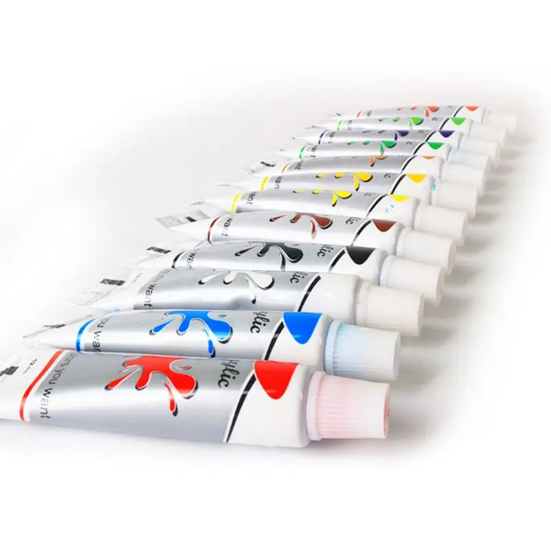 Набор акриловых красок для рисования 12 цветов мл | Канцтовары офиса и дома