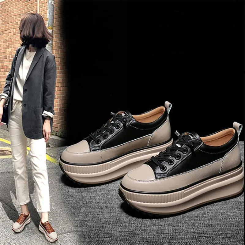 Массивные кроссовки 7 см теплая Повседневная обувь с вулканизированной подошвой