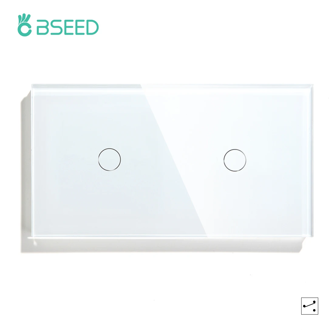 Двойной сенсорный выключатель света BSEED, 2 клавиши, 2 канала, светодиодные настенные выключатели, 10 А, 240 в, стандарт ЕС, стеклянная панель с индикатором, подсветка