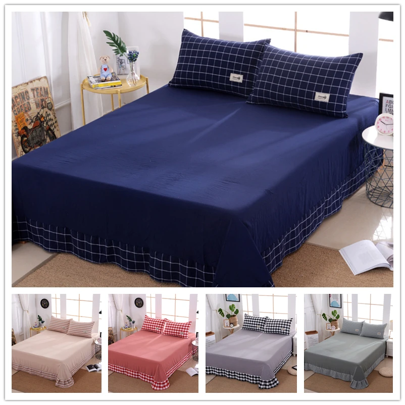 Клетчатая кружевная простыня Claroom простая мягкая двойка королевского размера DS96