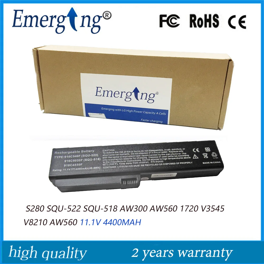 

11.1V 4400mah New Laptop Battery for S280 SQU-522 SQU-518 AW300 AW560 1720 V3545 V8210 AW560