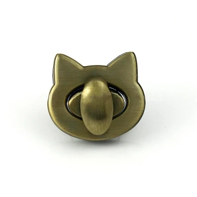 Metal Cute Cat Bag Turn Lock Twist Lock Clasp For Leather Craft Women Handbag Shoulder Bag DIY Bag Hardware Accessories - Цвет: Bronze