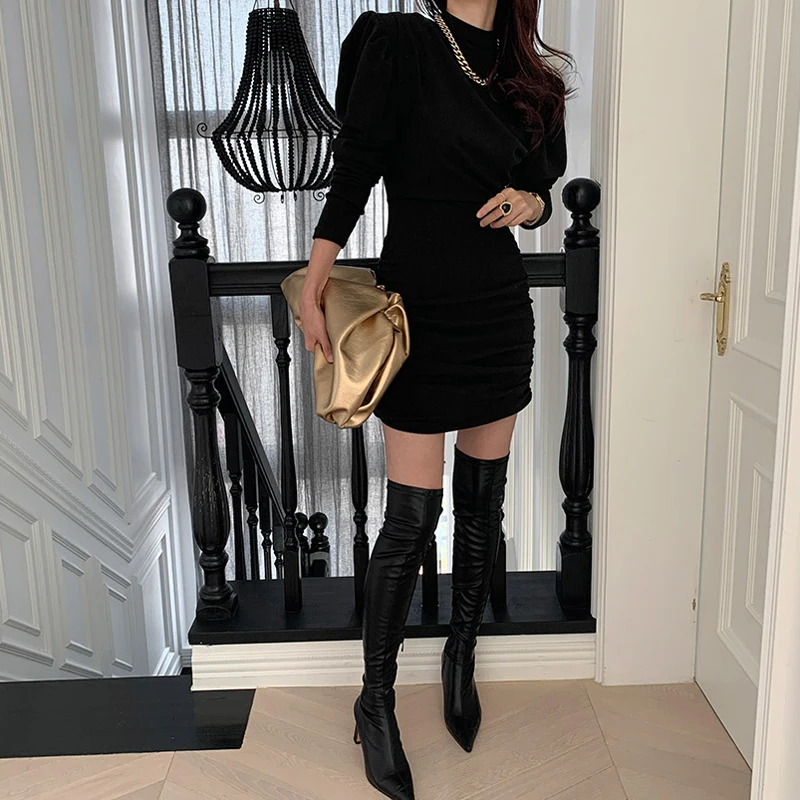 Платье-футляр женское с пышными рукавами 2021 | Женская одежда