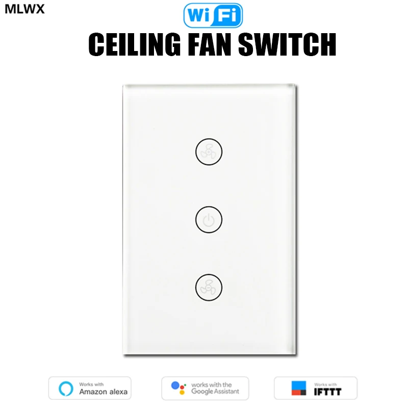 

WiFi умный потолочный вентилятор переключатель приложение удаленный таймер и контроль скорости совместим с Alexa и Google Home не требуется концент...