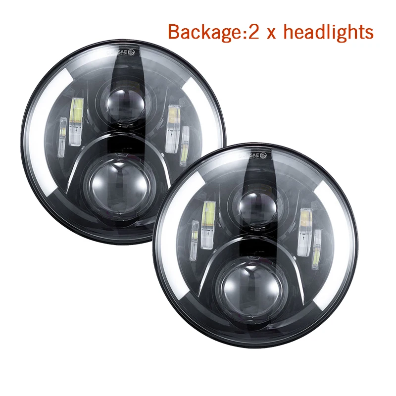 E-2xheadlights 2xFor Lada 4x4 urban Нива УАЗ suzuki samurai 7 дюймовый светодиодный фар с Halo кольцевая фара Замена для мотоцикла - Цвет: E-2xheadlights