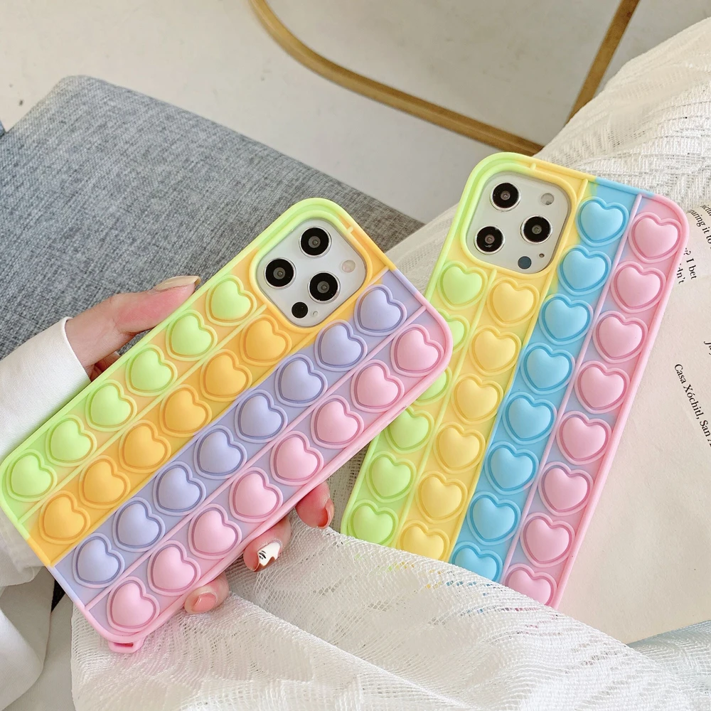 

Case For iPhone 11 12 Pro Max Case Decompression Redainbow Soft Silicon Phone Shell For iPhone X XR XS Max 7 8 Plus Cover