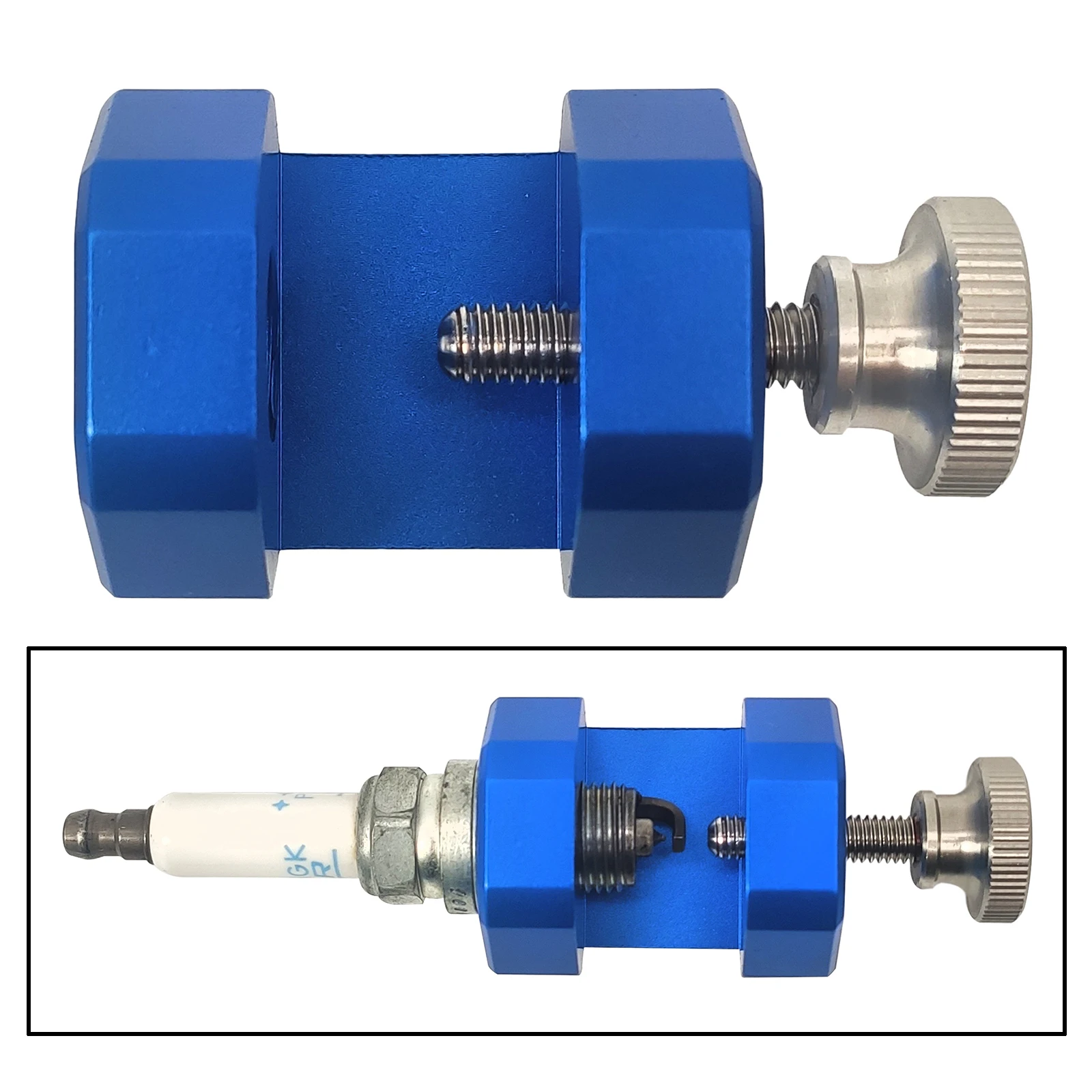 

Car Spark Plug Gap Tool 14mm Threaded,Made of High Quality Aluminum Material (Blue)