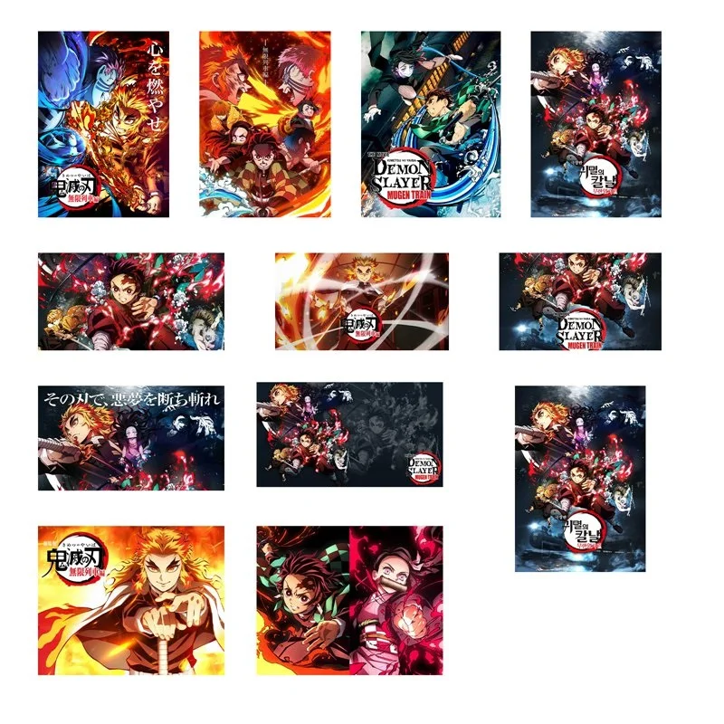 

Японское комиксное кино, постер из аниме «рассекающий демонов», поезд мугена, художественная живопись киметсу но айба, настенные наклейки