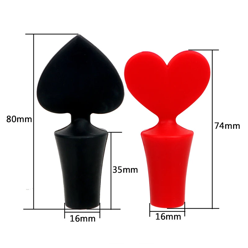 

Poker Shape Silicone Wine Stopper Vacuum Sealed Kitchen Wine Champagne Stopper Soda Cork Bottle Cap Cover Funny Bar Supplies