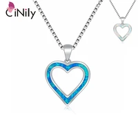 cinily luxury blue white fire opal herat pendant silver plated for women pendant jewelry cocktail party gift