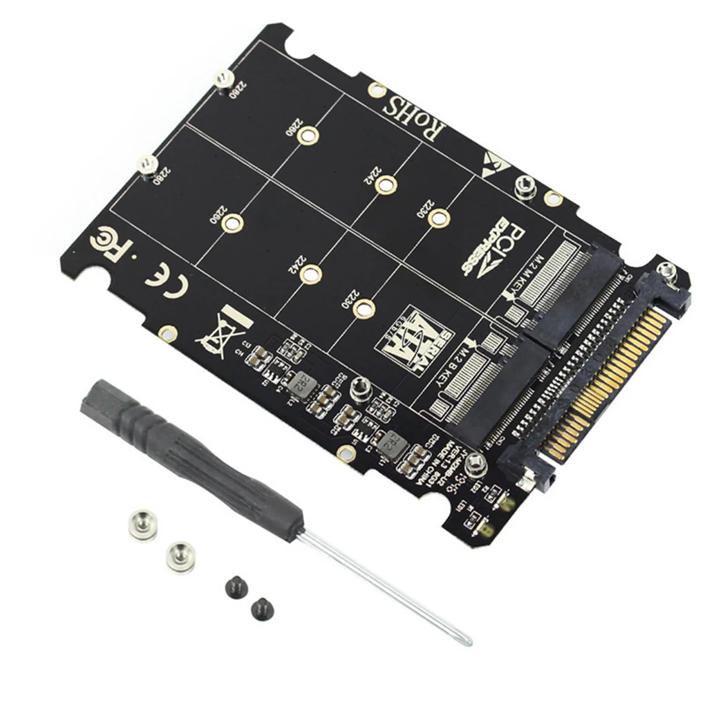 

M.2 SSD to U.2 Adapter 2in1 M.2 NVMe and SATA-Bus NGFF SSD to PCI-e U.2 Adapter PCIe M2 Converter for Desktop Computers