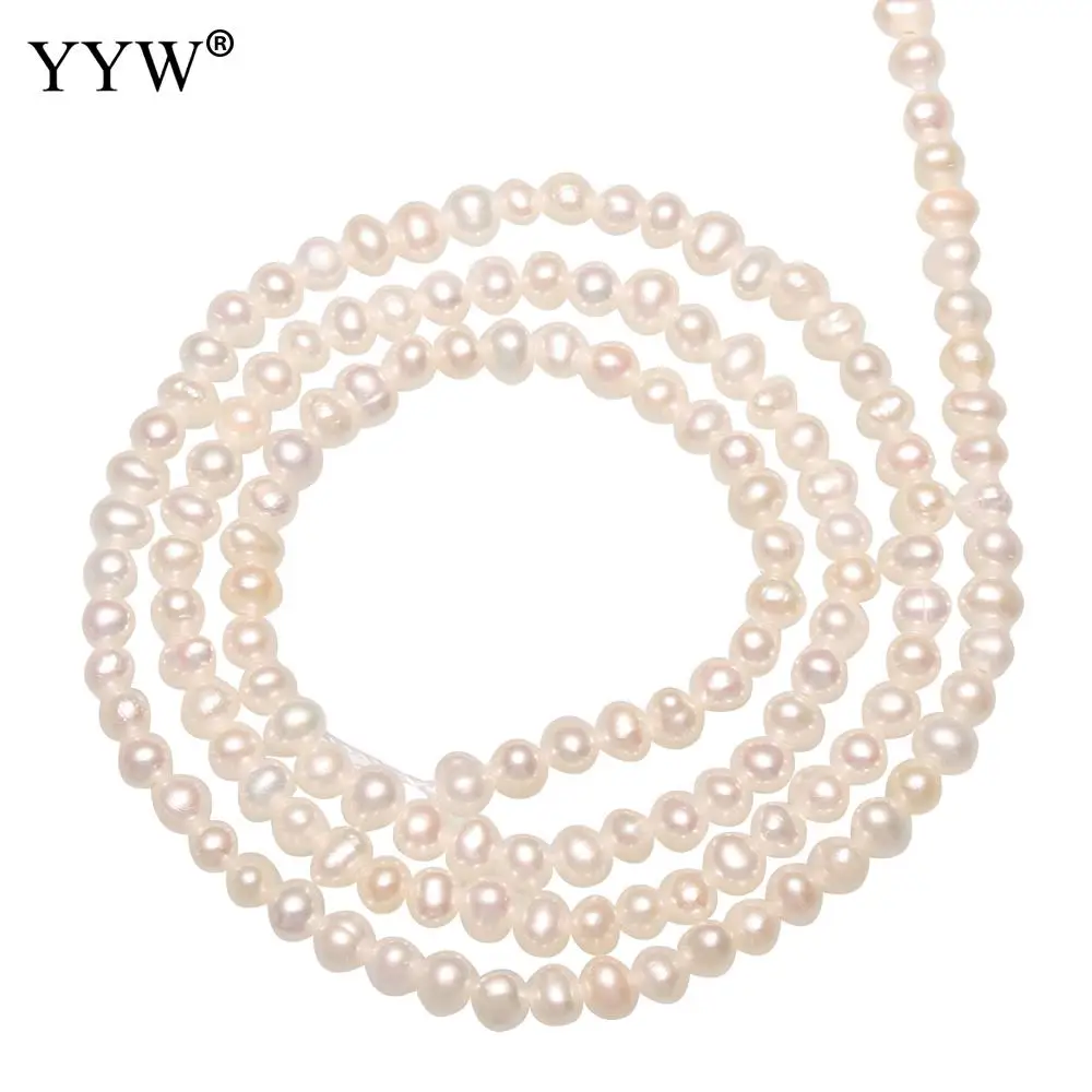 

YYW 2.5-3mm Cultured Potato Freshwater Pearl Beads Natural White Loose Beads For DIY Jewelry Making High Quality Approx 0.8mm