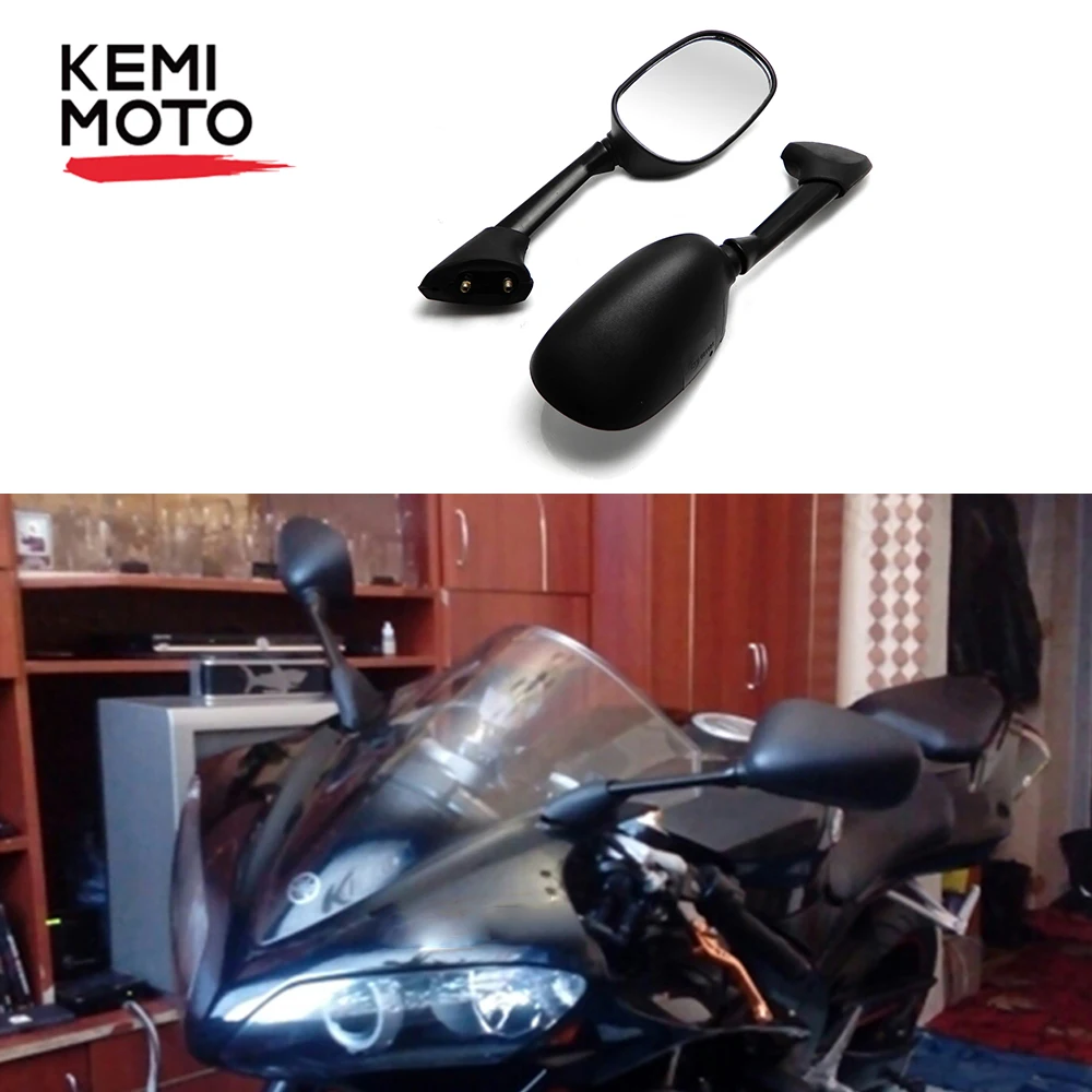 KEMiMOTO боковые зеркала заднего вида для YAMAHA YZF-R1 2007 2008 черные левый и правый мотоциклетные зеркала YZF-R6 2006 2007 YZF R1 R6