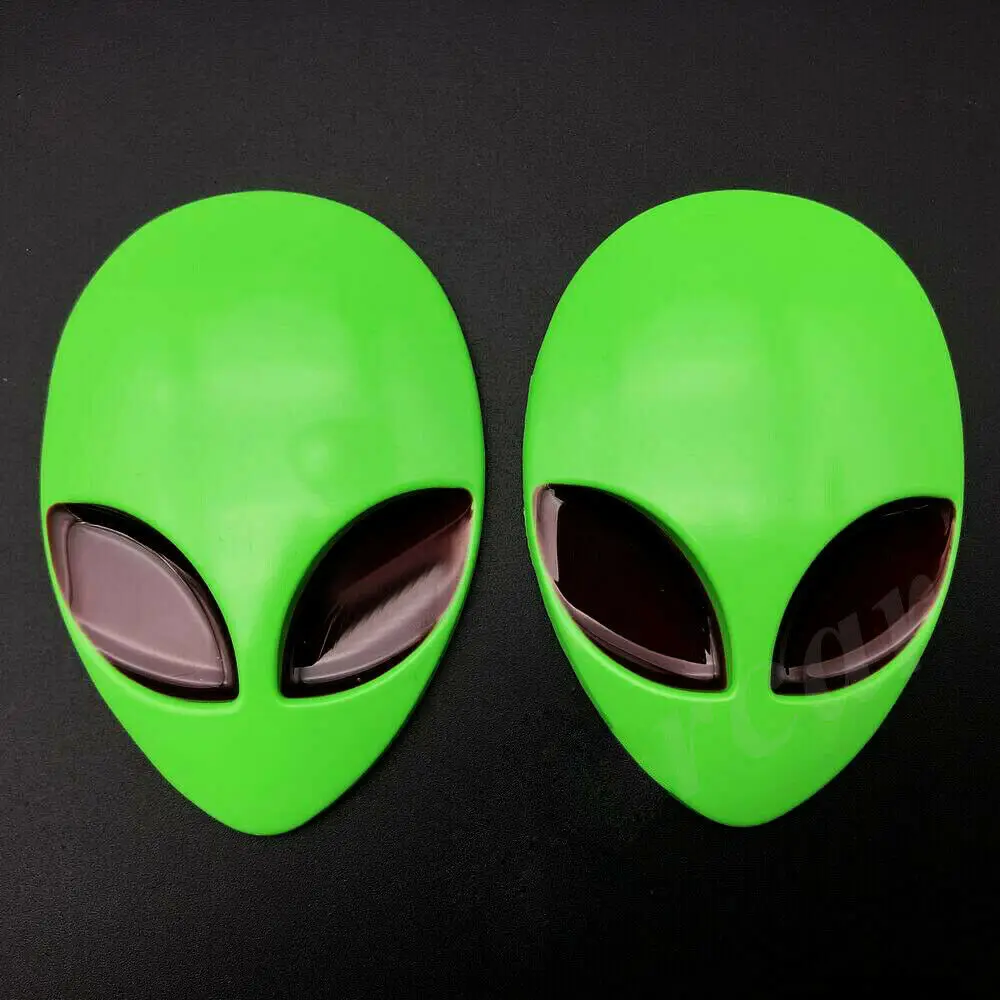 

2pcs Alien ET Head Badge Emblem Sticker Auto Car Trunk Tailgate Gas Fuel Tank 3D Metal