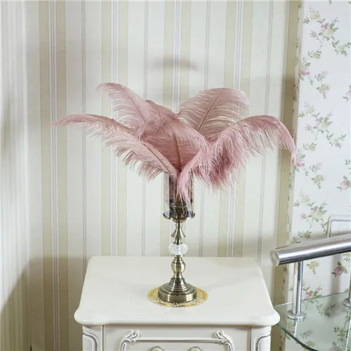 45-50cm dusty pink Модные новые цветные пушистые перья страуса 45-60 см, Большие Перья для свадебной вечеринки, украшения для дома - Цвет: 45-50cm dusty pink