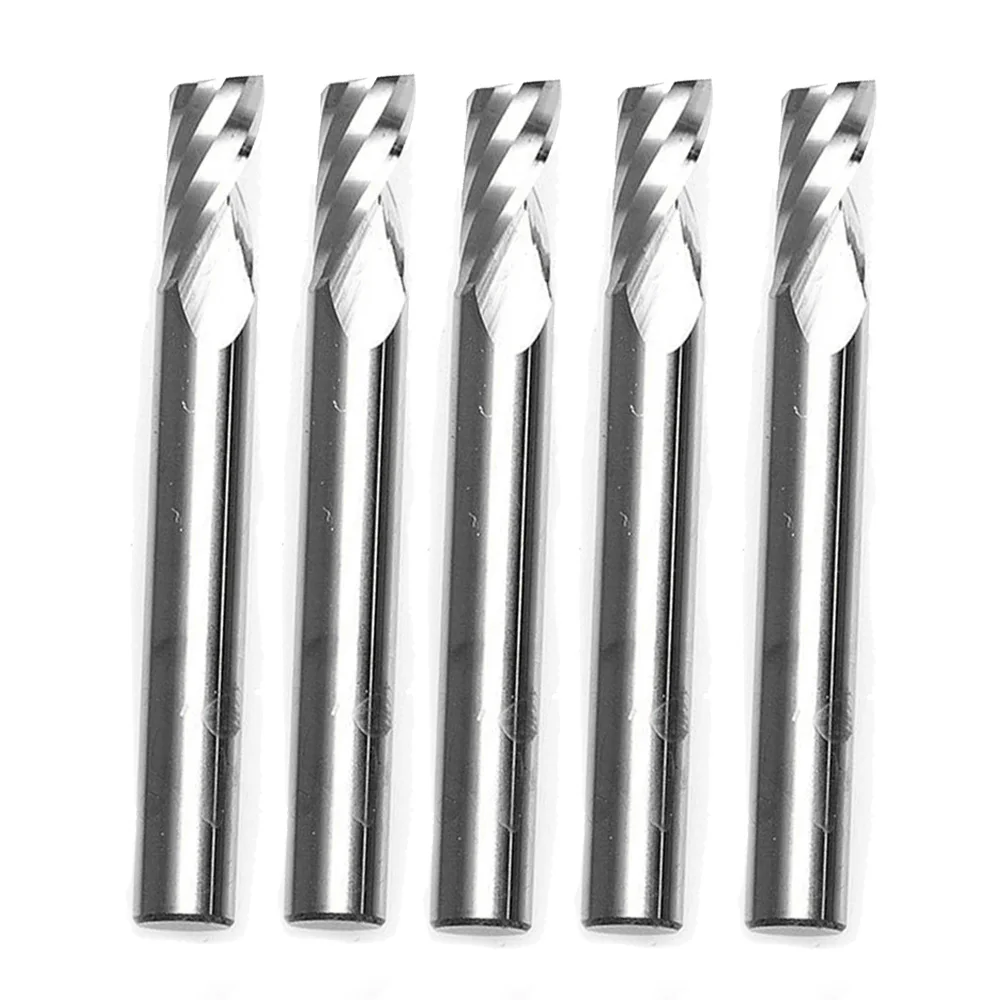 

5pcs 6x22mm Carbide CNC Router Bits, Single Flute Spiral Cutters End Mills