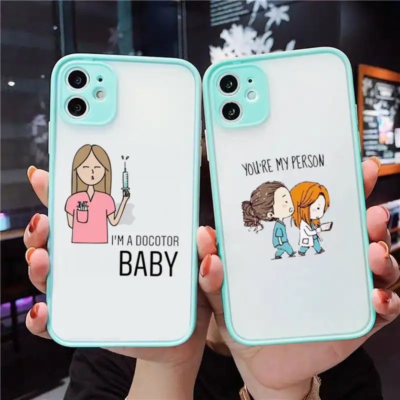 

Medicine Doctor Nurse Phone Case For iPhone 12 11 Mini Pro XR XS Max 7 8 Plus X Matte transparent blue Back Cover