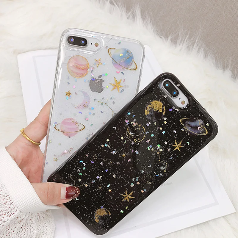 

Epoxy Case For Huawei P40 Lite Case Silicon Planet Star Cover P30 Pro P20 P10 Honor 8x 20 10 9 Lite 9x 7A 7C Play View 20 Bumper