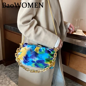baowomen luxury brand women cloud bag gold chain pu leather soft shoulder bag fashion black blue purple red all match handbag free global shipping