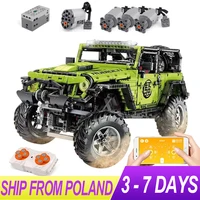 new scale 1 8 off road vehicle rubicon 2343pcs green car model building blocks bricks educational toy birthday gifts