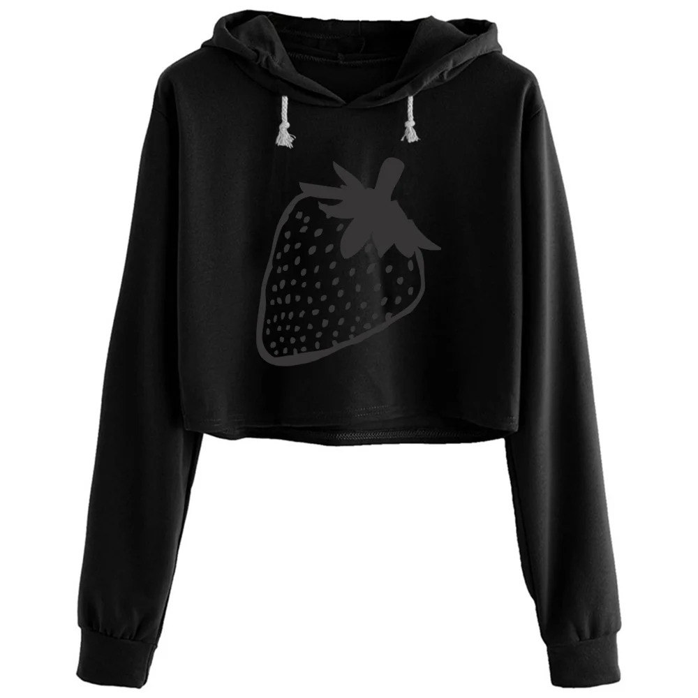 

Strawberry Crop Hoodies Women Kpop Korean Y2k Kawaii Pullover For Girls