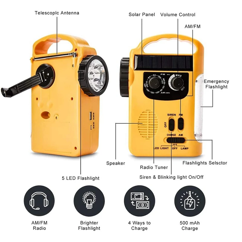 Фонарик на солнечной батарее радио светодиодный фонарь для кемпинга с AM/FM и