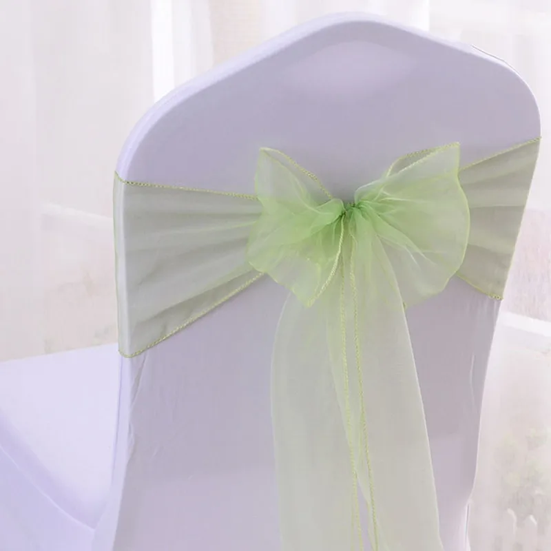 Apple Green WedFavor 100 шт персиковый хрусталь органза стул банты Свадебная лента на стул Галстуки для отеля банкета украшения - Цвет: Apple Green