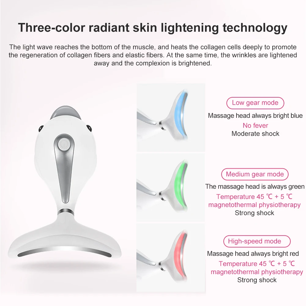 

RF&EMS lifting Beauty LED Photon Beauty Instrument+3 Color Led Facial Neck Massager Lifting Tool Photon Heating Wrinkle Removal