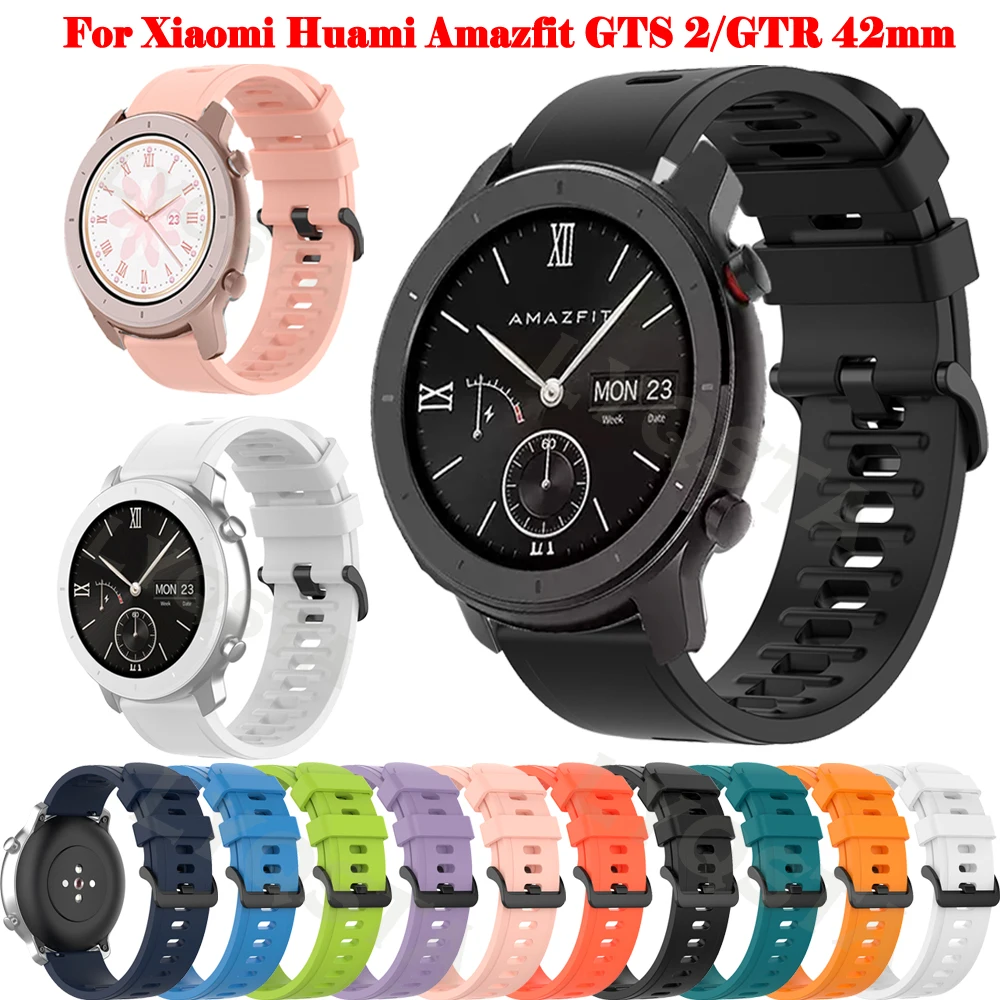 

Ремешок силиконовый для Xiaomi Huami Amazfit GTR 42 мм Bip, сменный Браслет для наручных часов Amazfit GTS 3 2