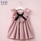 Платье для девочек с V-образным вырезом и бантом