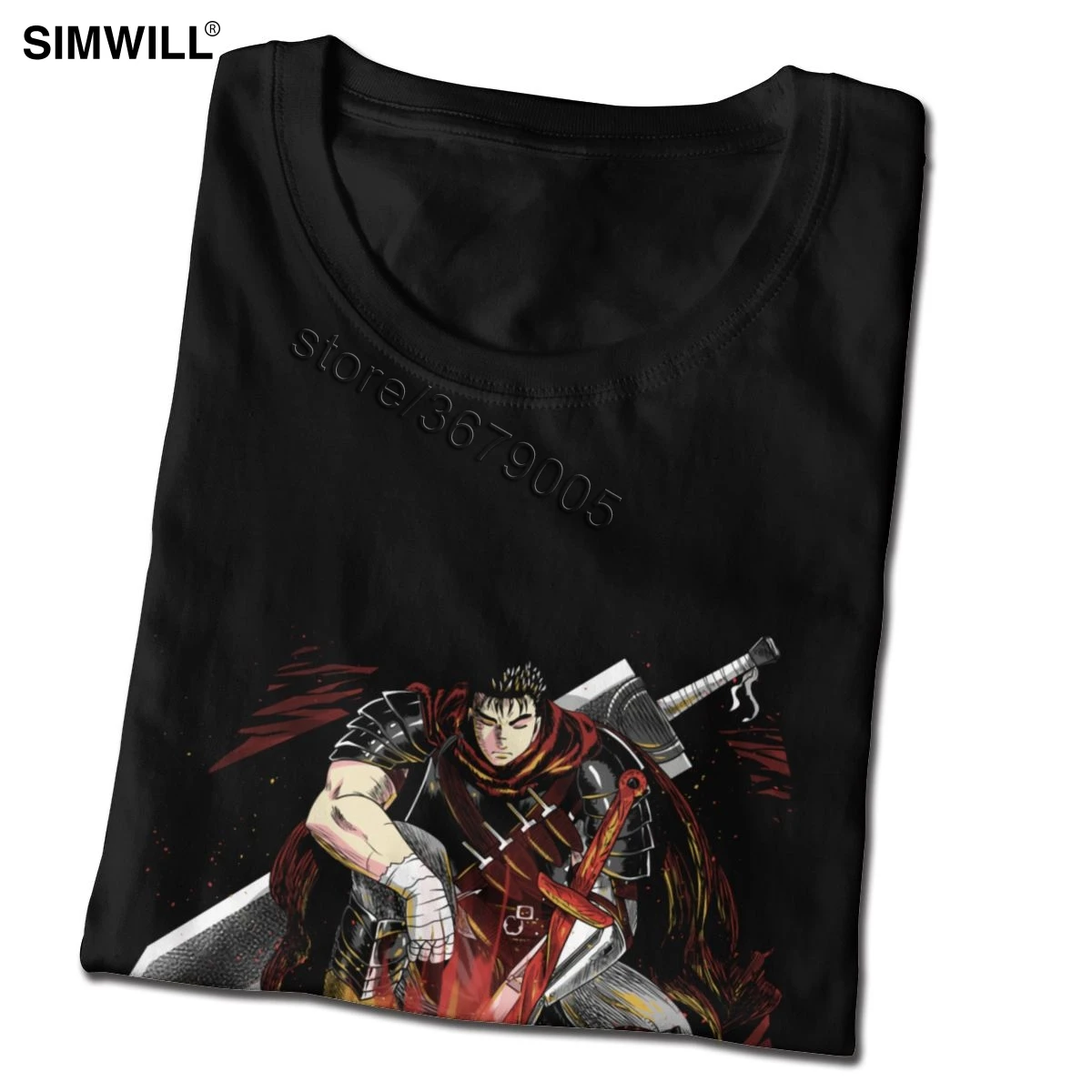 Крутая футболка Berserk Guts Мужская мягкая хлопковая с аниме гацу футболки коротким