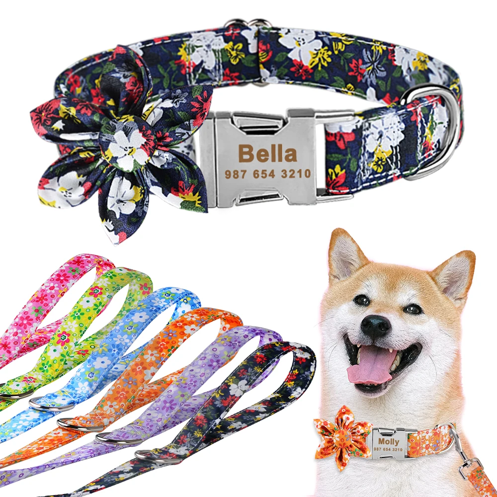 

Custom Dog Collars Nylon Personalized Pet Dog Tag Collar Lead for Small Medium Large Dogs Leash and Collar Set Harness Dog Leash