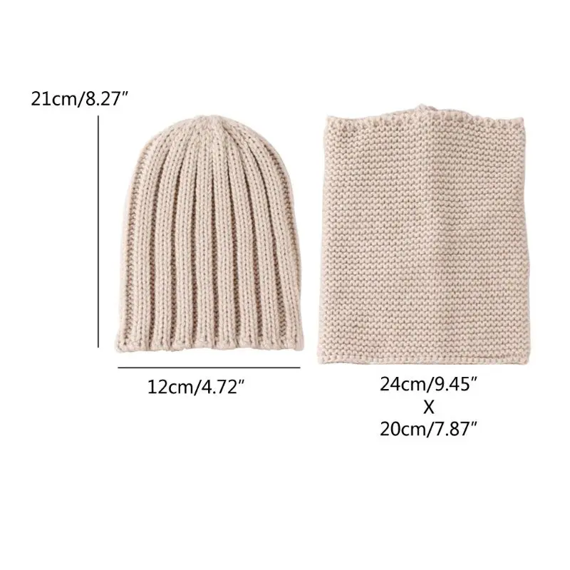 

2PCS Toddler Baby Knit Ski Hat Scarf Winter Warm Beanie Cap with Circle Loop Scarf Neckwarmer
