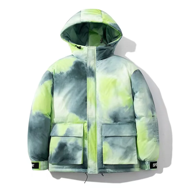 Girafe Men's Warm Thicken Fashion Coat Oversize Winter Casual Jacket Male Streetwear Hip Hop Coat Tie-dyed down Jacket