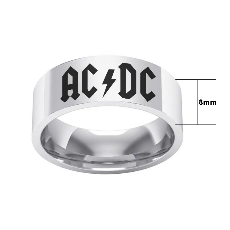 Модное Трендовое кольцо в стиле ретро рок-группы AC/DC уличное из нержавеющей стали