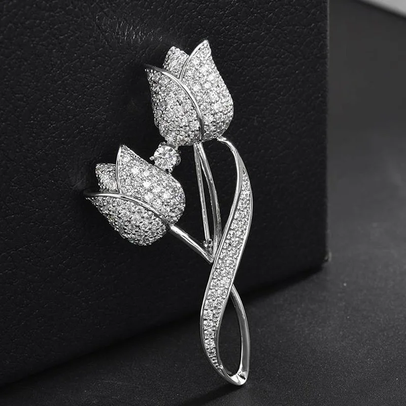 Модная красивая брошь с кубическим цирконием булавка ювелирное изделие Женская