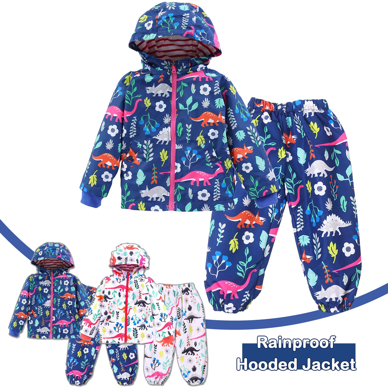 

Baby Clothes Boy Winter Sets Long Sleeve Dinosaur Coat Rainproof Windproof Hooded Jacket Trousers Suit Winter Baby Clothing E1