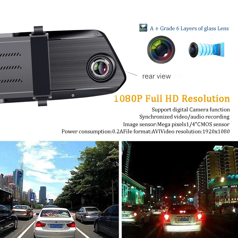 Автомобильный видеорегистратор LeeKooLuu HD 1080 P зеркало заднего вида 7 дюймов IPS
