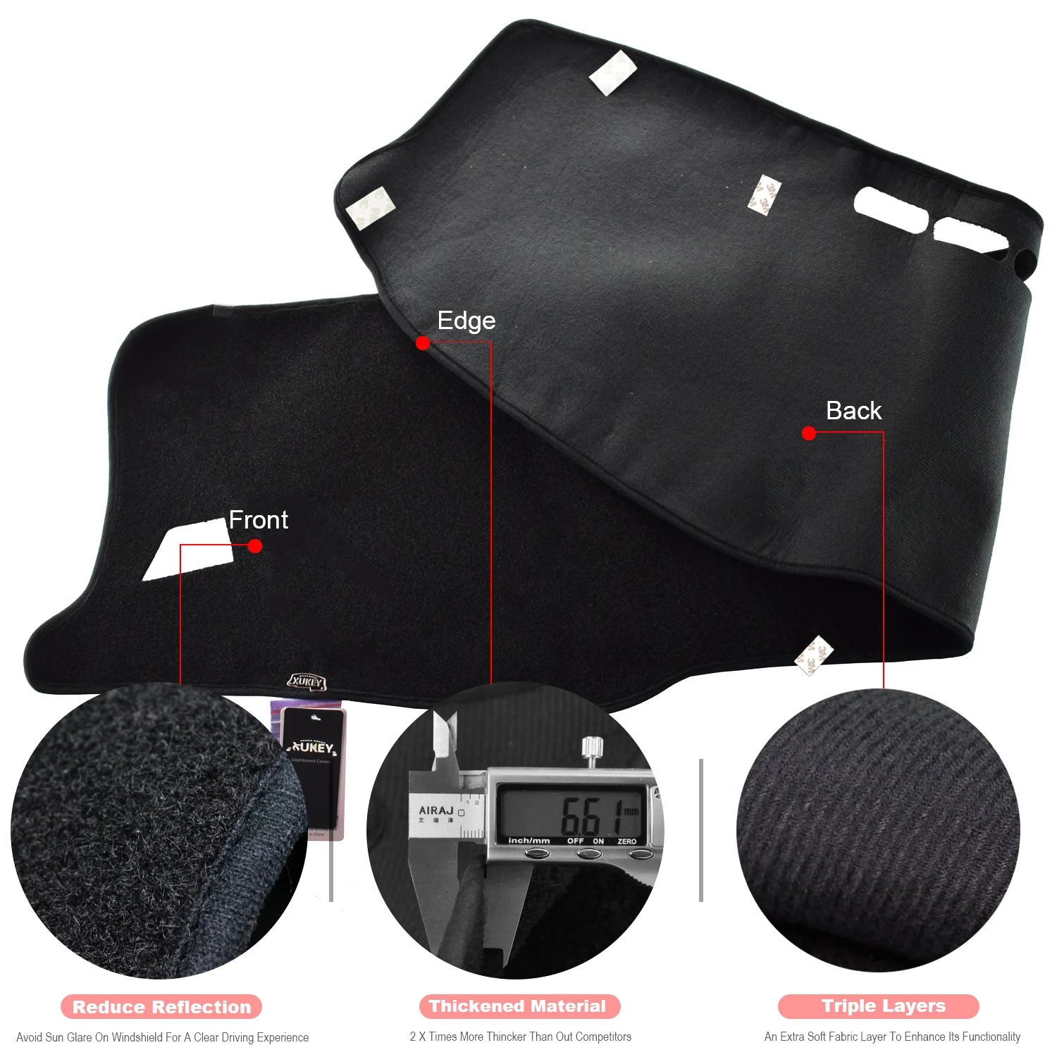 Коврик для приборной панели автомобиля Toyota Fortuner Hilux SW4 2005 2011 2012 2013 2014 2016 2017 2018 2019| |