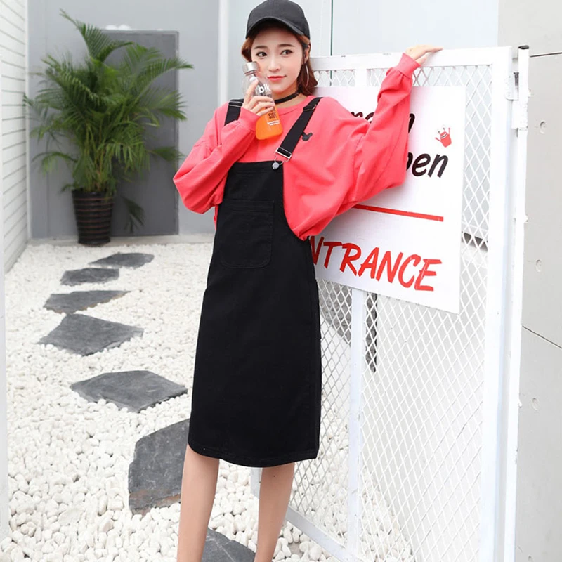 Женское джинсовое платье повседневное на бретелях большие размеры XL весна-лето