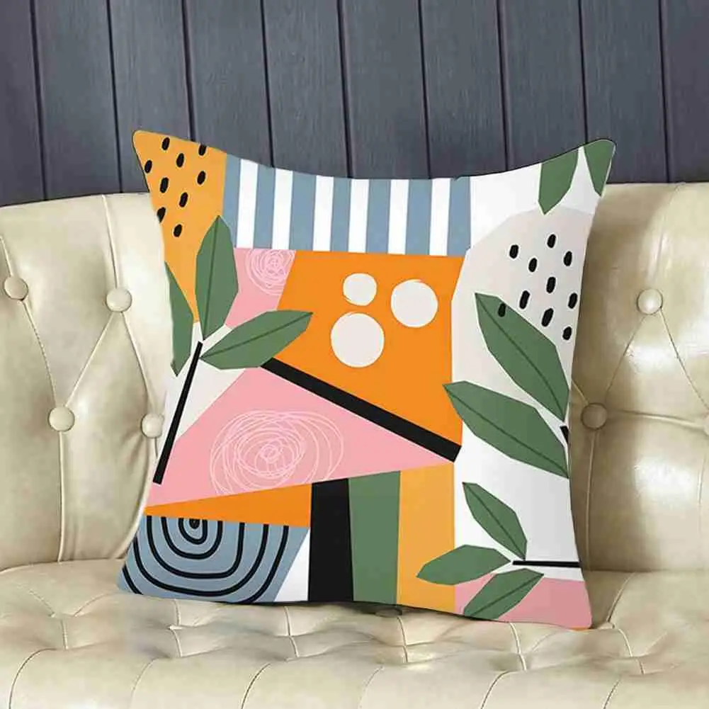 

Abstract Cartoon Plant Cushion Cover Modern Art Throw For Home Sofa Cover Pillowcase Pillow Decorative Skin 45x45cm Peach W7F5