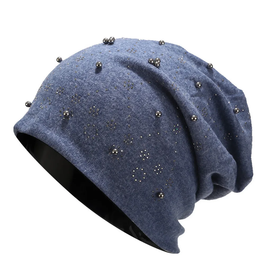 Модные женские Стрейчевые головные уборы чистый цвет бисер жемчуг головной