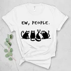 EDLPE Ew People, летняя женская футболка с принтом в виде милых кошек, хипстерская Футболка Harajuku, размера плюс, 100% хлопок, женская, топы свободного кроя рубашка