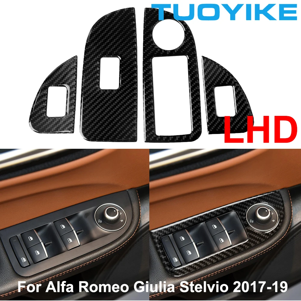 

Стайлинг LHD RHD, наклейка из углеродного волокна для интерьера, переключателя, кнопки, крышки, отделка, наклейка, панель для Alfa Romeo Giulia Stelvio ...