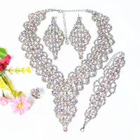 coruixi necklaces earrings bracelets rings jewelry sets ab fashion color rhinestones ladies luxury accessories hn3294