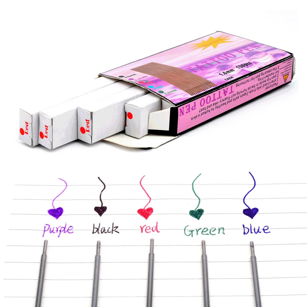 20 шт. трафаретная ручка для татуировок тату красный черный синий фиолетовый