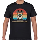 Топы Футболка Для мужчин собака винтажные лучшие Шнауцер папа отцов Забавный Harajuku Geek, легкая принтованная Мужская футболка XXXL