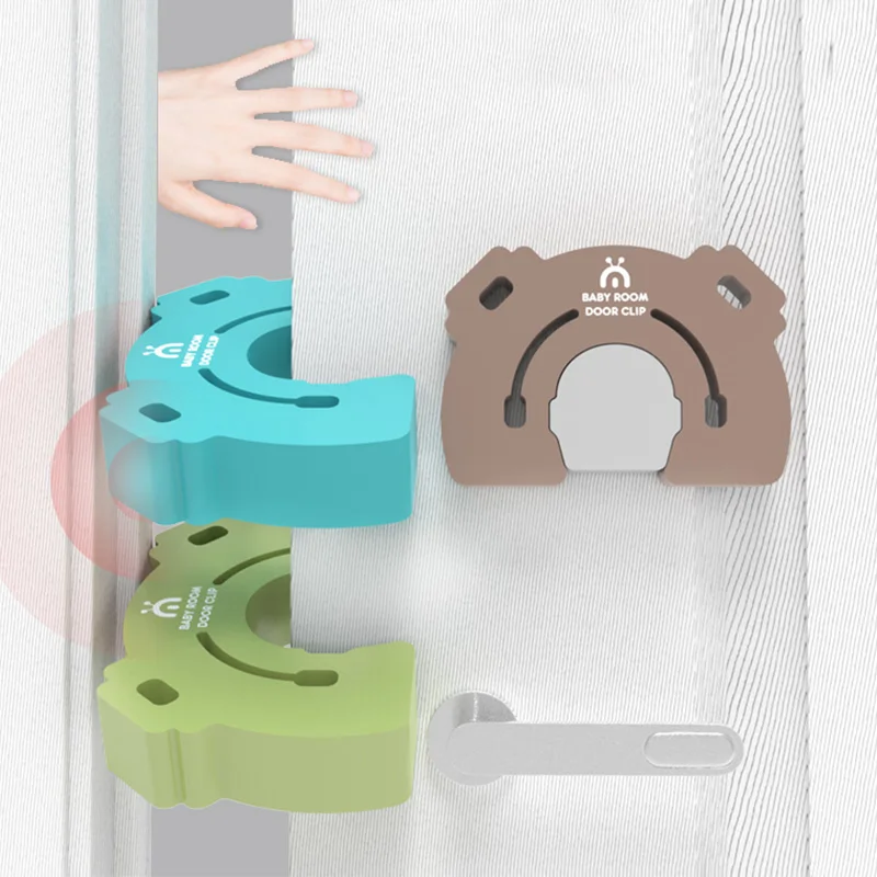 Tope de puerta de seguridad para beb&eacute;, cerradura de seguridad para el hogar, antipellizco, para caj&oacute;n, protecci&oacute;n de seguridad para el hogar, tapones gruesos para puerta-0