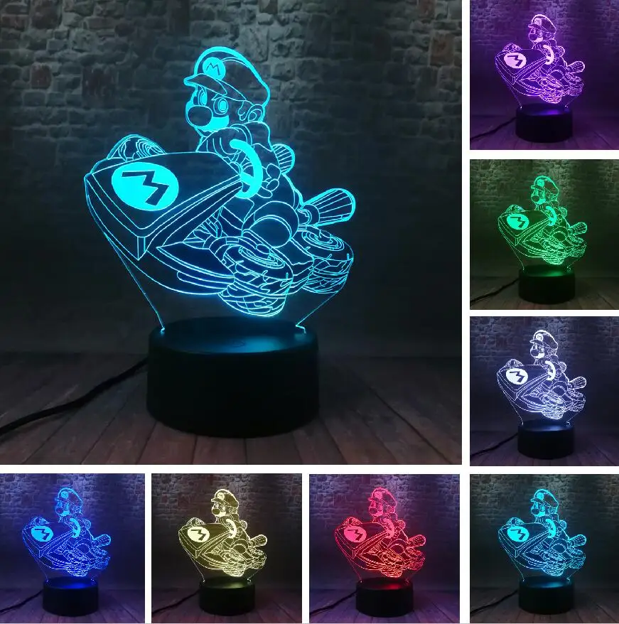 Style 3 11 вариантов 3D светодиодный Марио Моделирование Супер Марио Bros Yoshi лампа 7 цветов изменить ночные огни Мальчики Рождество фестиваль День рождения игрушки подарок - Испускаемый цвет: Style 3